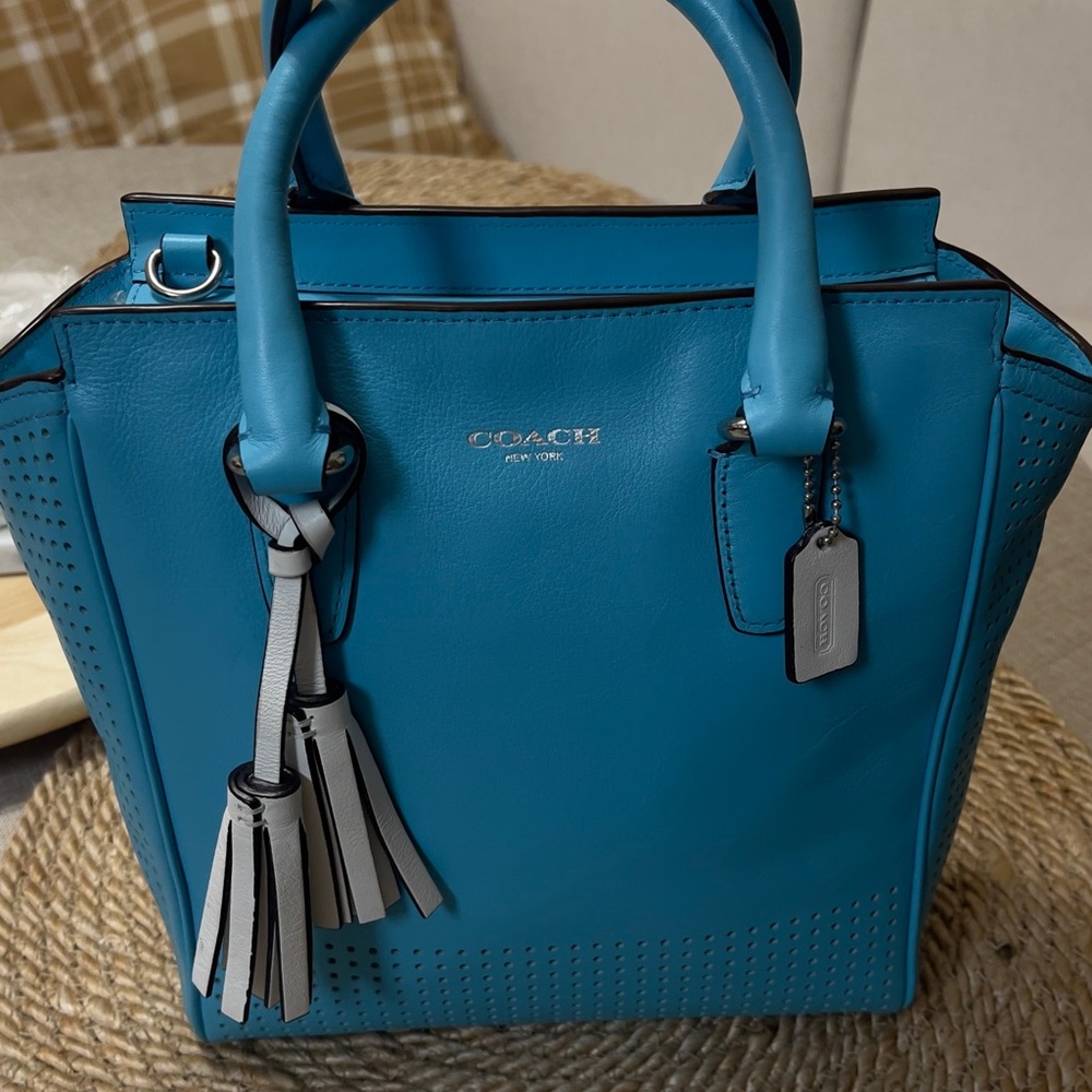 Coach Teal Leather Tote Bag